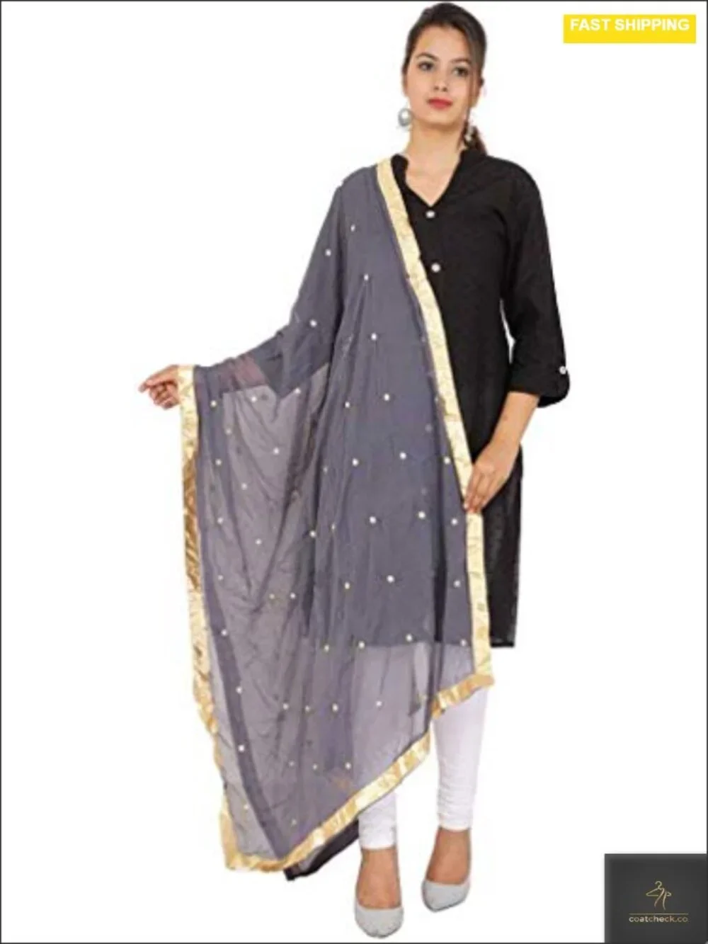 Chiffon Embroidered Dupatta Scarf Shawl Wrap Indian Bridal
